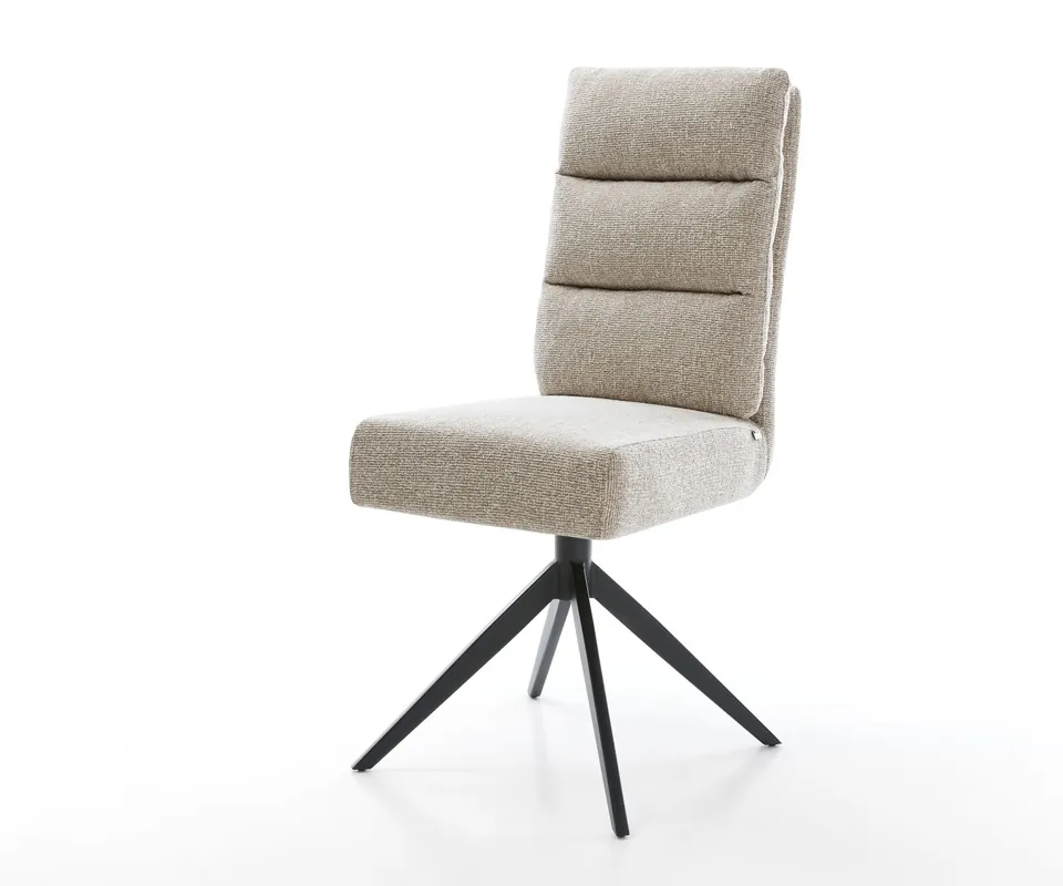 Sonderangebot Drehstuhl Pela-Flex Webstoff Soft Beige Kreuzgestell breit Schwarz 360° drehbar Wippfunktion Taschenfederkern