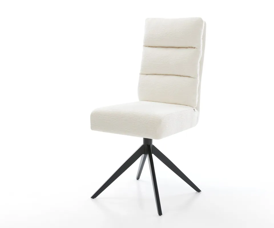 Drehstuhl Pela-Flex Bouclé Soft Beige Kreuzgestell breit Schwarz 360° drehbar Wippfunktion Taschenfederkern Angebot