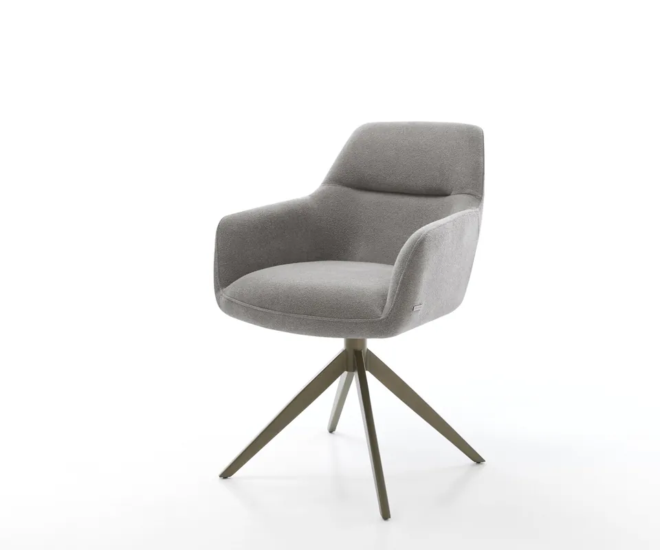 Drehstuhl Pejo-Flex Strukturstoff Soft Grau Kreuzgestell breit Effektfinish Titan 360° drehbar Wippfunktion Taschenfederkern Markenware