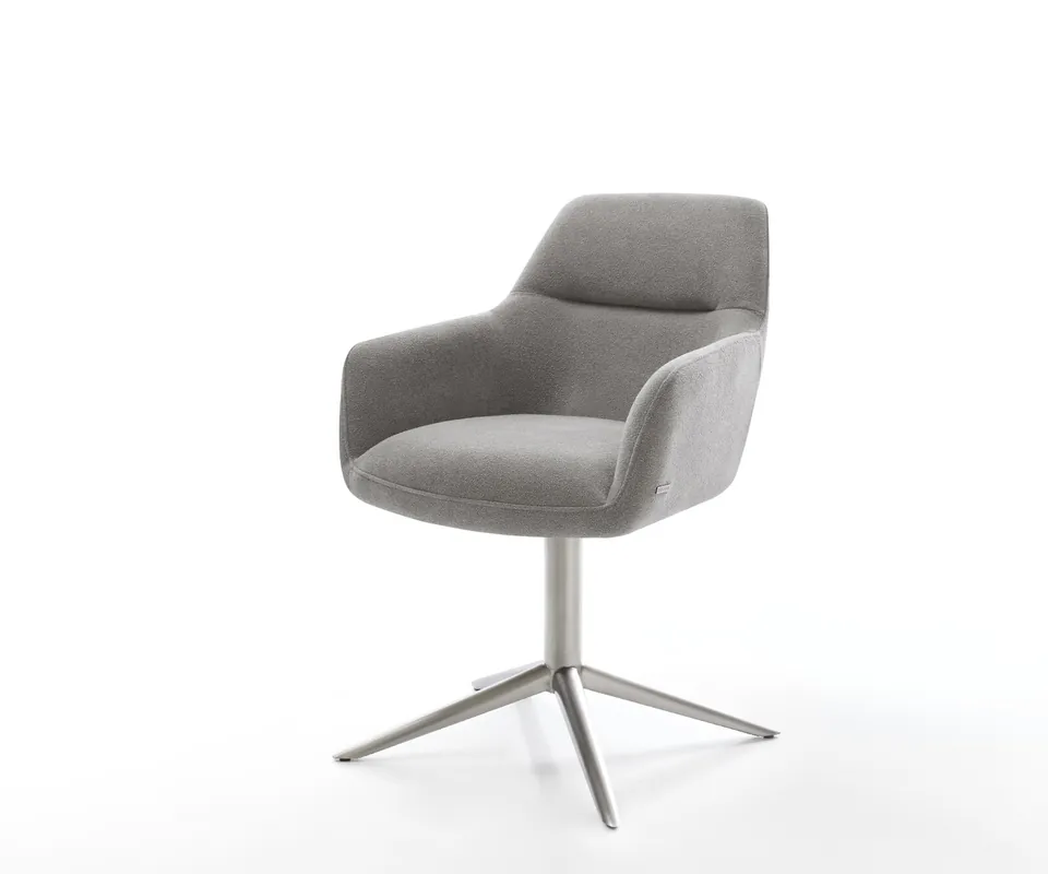 Finale Aktion Drehstuhl Pejo-Flex Strukturstoff Soft Grau Fußkreuz Edelstahl 360° drehbar Wippfunktion Taschenfederkern