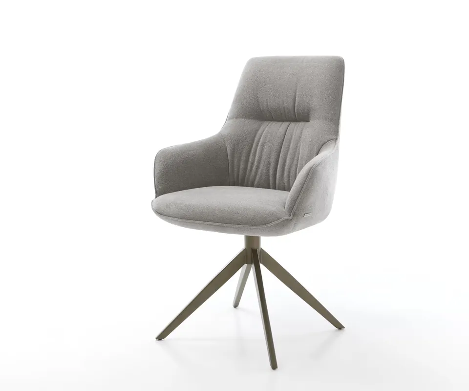 Drehstuhl Zelia-Flex mit Armlehnen Strukturstoff Soft Grau Kreuzgestell breit Effektfinish Titan 360° drehbar Wippfunktion Taschenfederkern Sonderaktion