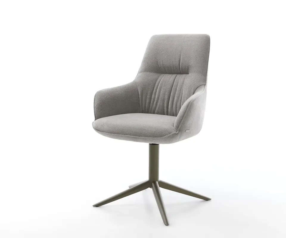 Drehstuhl Zelia-Flex mit Armlehnen Strukturstoff Soft Grau Fußkreuz Effektfinish Titan 360° drehbar Wippfunktion Taschenfederkern Wochenendangebot