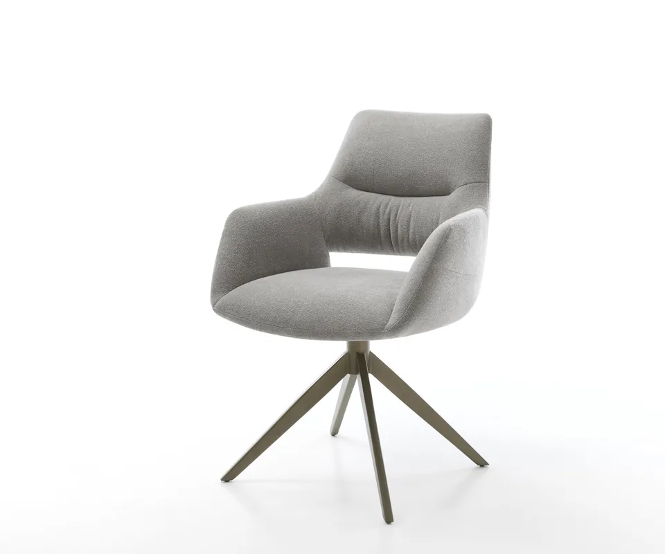 Nur Heute Drehstuhl Yago-Flex mit Armlehnen Strukturstoff Soft Grau Kreuzgestell breit Effektfinish Titan 360° drehbar Wippfunktion Taschenfederkern