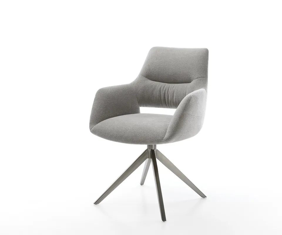 Drehstuhl Yago-Flex mit Armlehnen Strukturstoff Soft Grau Kreuzgestell breit Graphit 360° drehbar Wippfunktion Taschenfederkern Schnäppchen