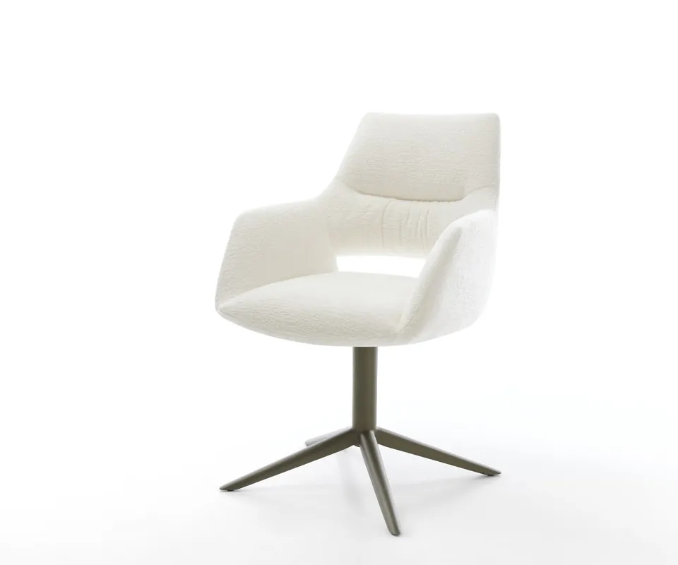 Drehstuhl Yago-Flex mit Armlehnen Bouclé Soft Beige Fußkreuz Effektfinish Titan 360° drehbar Wippfunktion Taschenfederkern Solange Der Vorrat Reicht