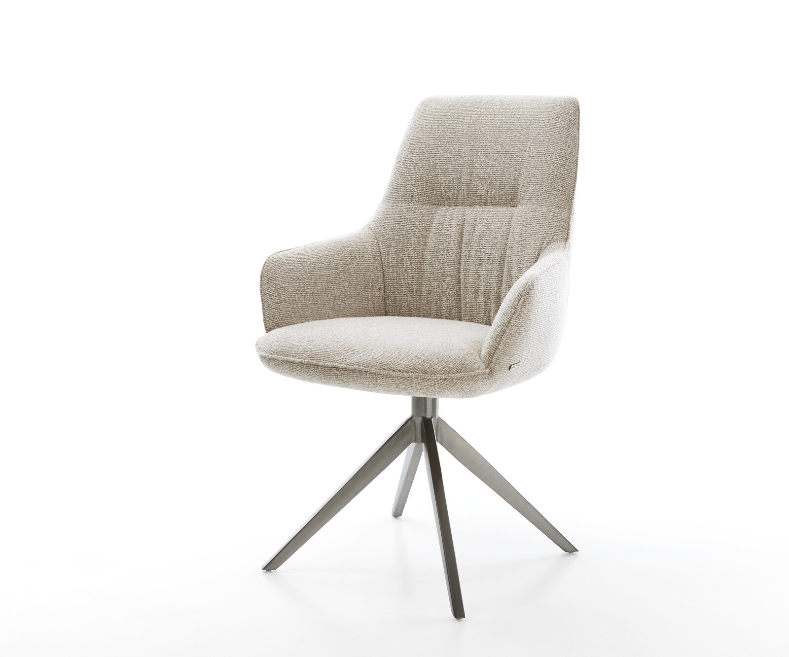 Drehstuhl Zelia-Flex mit Armlehnen Webstoff Soft Beige Kreuzgestell breit Graphit 360° drehbar Wippfunktion Taschenfederkern Must-Have
