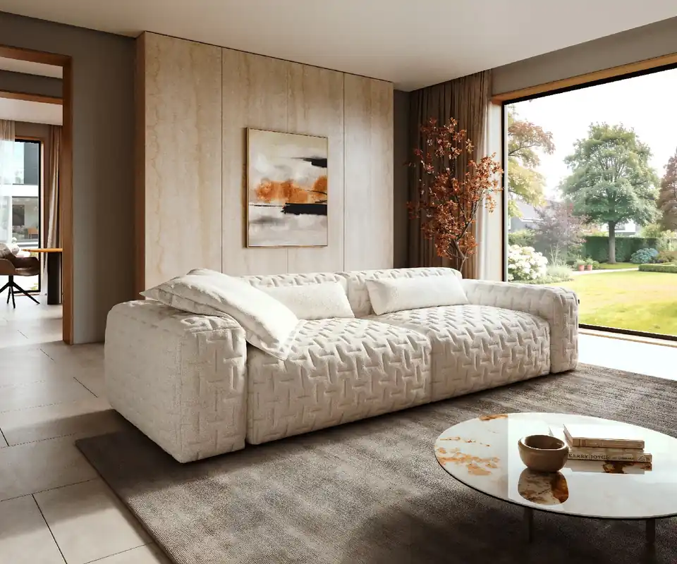 Geprüft Big-Sofa Freestyle Icon 280x110 cm Bouclé Soft Beige