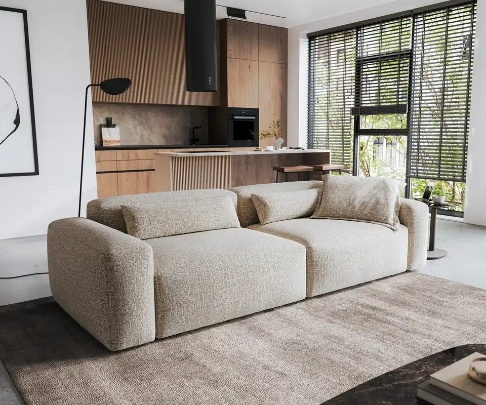 Super-Preis Big-Sofa Freestyle Pure 280x110 cm Webstoff Soft Beige