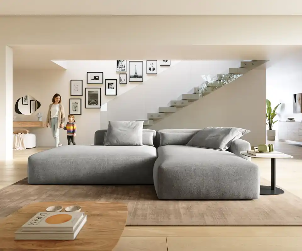 Ecksofa Freestyle Pure 310x200 cm Strukturstoff Soft Grau Sonderangebot