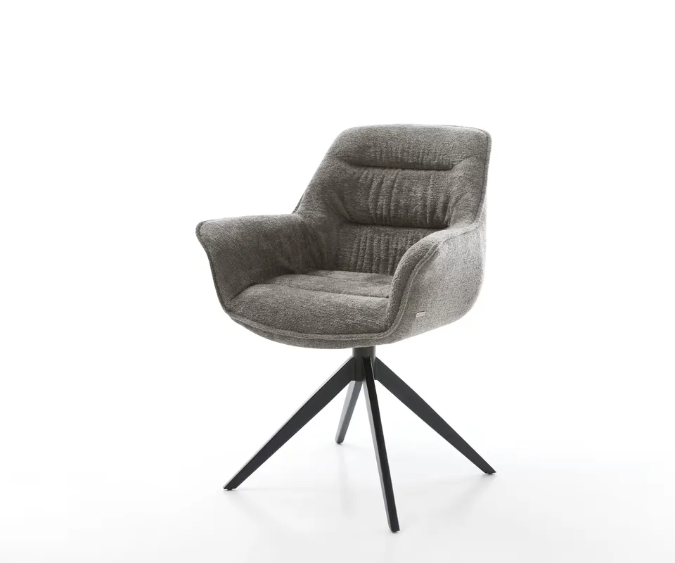 Drehstuhl Kaira-Flex Bouclé Soft Schlamm Kreuzgestell breit Schwarz 360° drehbar Wippfunktion Aktuell
