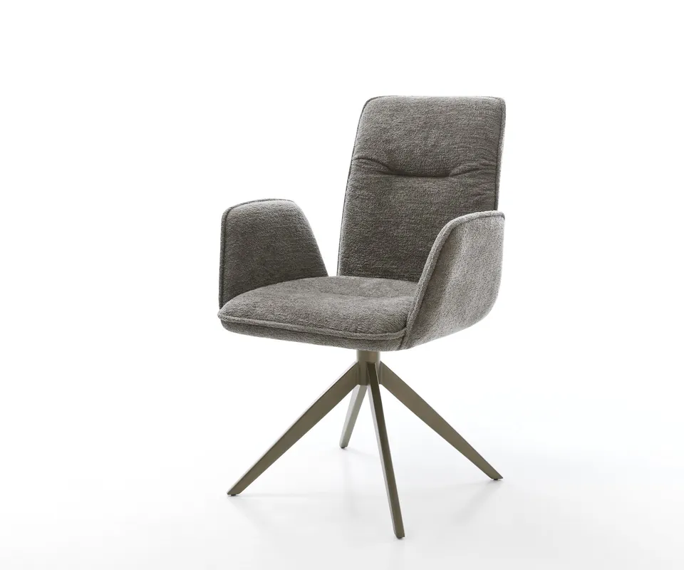 Preis Gesenkt Drehstuhl Vinja-Flex Bouclé Soft Schlamm Kreuzgestell breit Effektfinish Titan 360° drehbar Wippfunktion