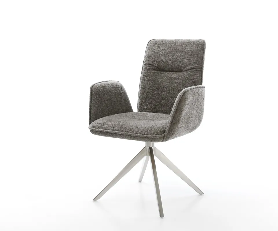 Preis Gesenkt Drehstuhl Vinja-Flex Bouclé Soft Schlamm Kreuzgestell breit Edelstahl 360° drehbar Wippfunktion