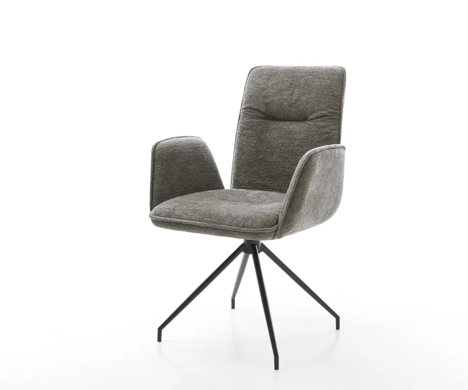 Drehstuhl Vinja-Flex Bouclé Soft Schlamm Kreuzgestell konisch Schwarz 180° drehbar Markenprodukt