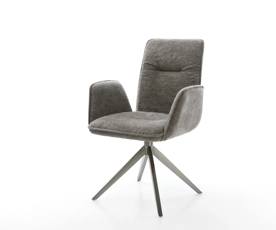 Neu Drehstuhl Vinja-Flex Bouclé Soft Schlamm Kreuzgestell breit Graphit 360° drehbar Wippfunktion