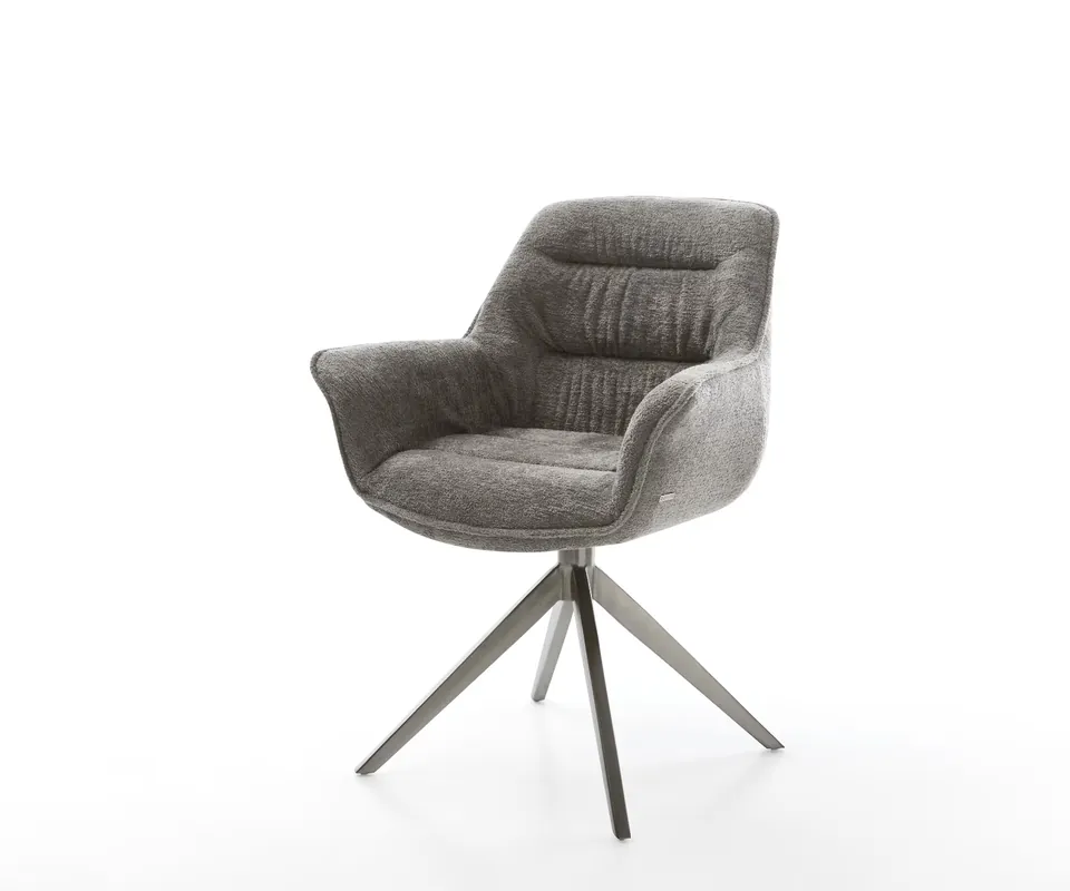 Drehstuhl Kaira-Flex Bouclé Soft Schlamm Kreuzgestell breit Graphit 360° drehbar Wippfunktion Direkt Vom Hersteller