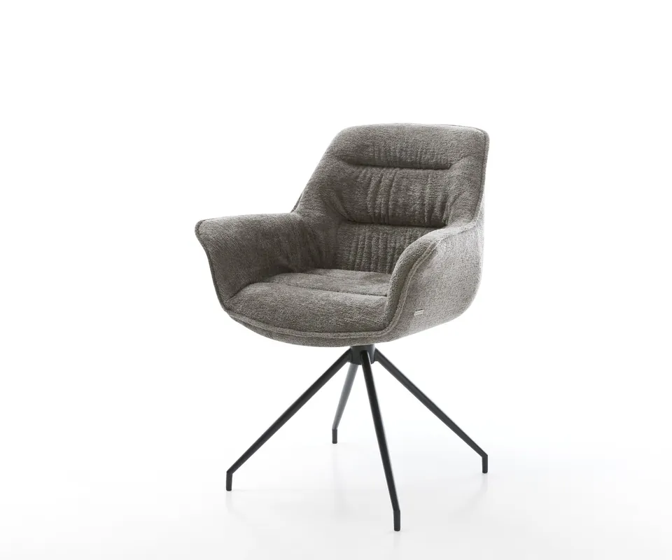 Markenprodukt Esszimmerstuhl Kaira-Flex Bouclé Soft Schlamm Kreuzgestell konisch Schwarz