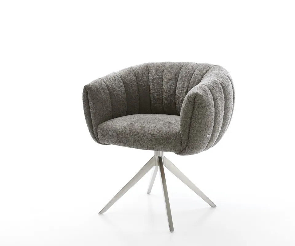 Drehstuhl Jada-Flex Bouclé Soft Schlamm Kreuzgestell breit Edelstahl 360° drehbar Wippfunktion Taschenfederkern Jetzt Kaufen