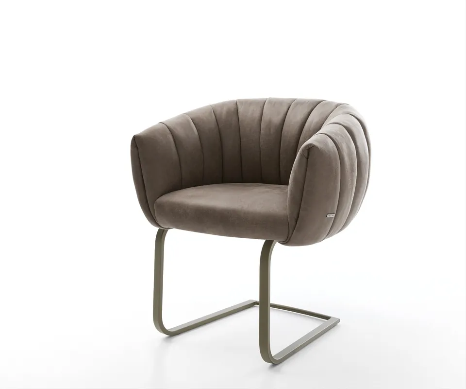 Freischwinger Jada-Flex Mikrofaser Taupe Vintage Freischwinger flach Effektfinish Titan Taschenfederkern Expressversand