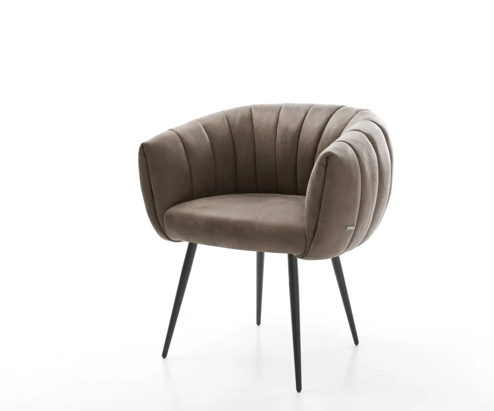 Esszimmerstuhl Jada-Flex Mikrofaser Taupe Vintage 4-Fuß konisch Schwarz Taschenfederkern Finale Aktion