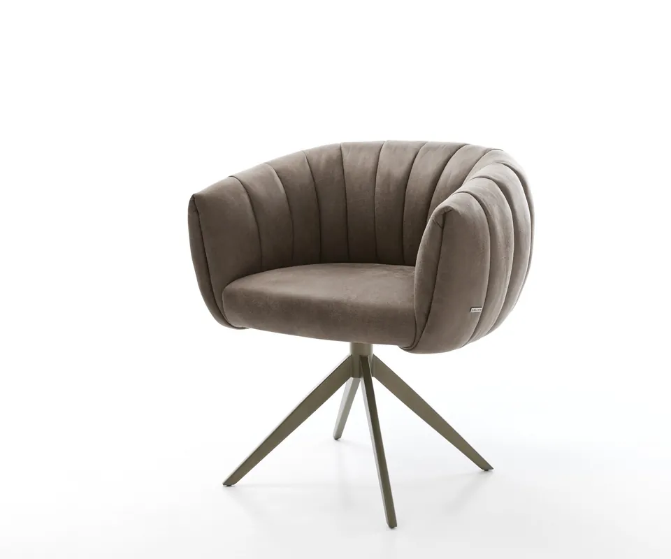 Super-Preis Drehstuhl Jada-Flex Mikrofaser Taupe Vintage Kreuzgestell breit Effektfinish Titan 360° drehbar Wippfunktion Taschenfederkern