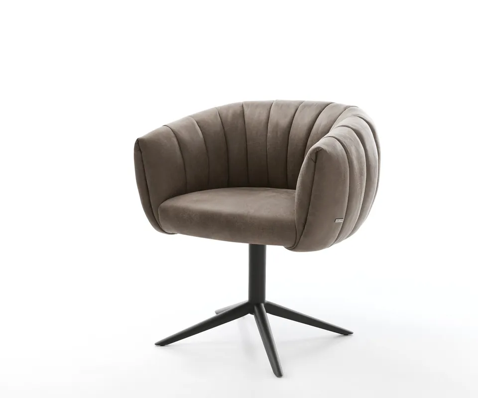 Highlight Drehstuhl Jada-Flex Mikrofaser Taupe Vintage Fußkreuz Schwarz 360° drehbar Wippfunktion Taschenfederkern