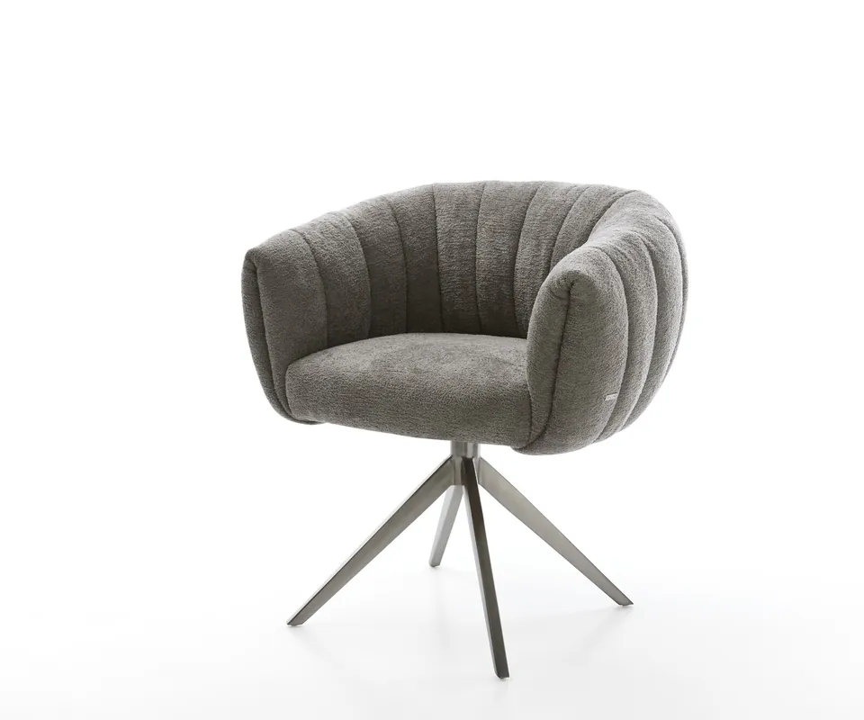 Drehstuhl Jada-Flex Bouclé Soft Schlamm Kreuzgestell breit Graphit 360° drehbar Wippfunktion Taschenfederkern Preiswert
