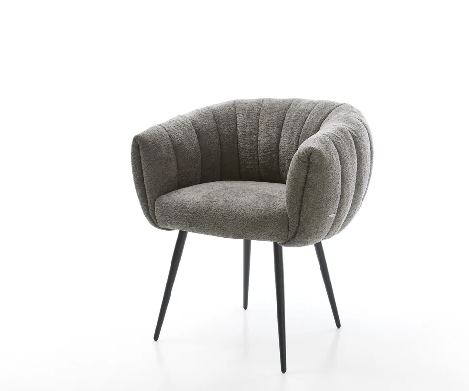 Esszimmerstuhl Jada-Flex Bouclé Soft Schlamm 4-Fuß konisch Schwarz Taschenfederkern Sonderaktion