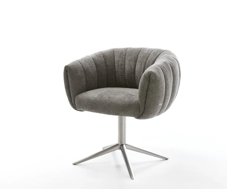 Drehstuhl Jada-Flex Bouclé Soft Schlamm Fußkreuz Edelstahl 360° drehbar Wippfunktion Taschenfederkern Expressversand