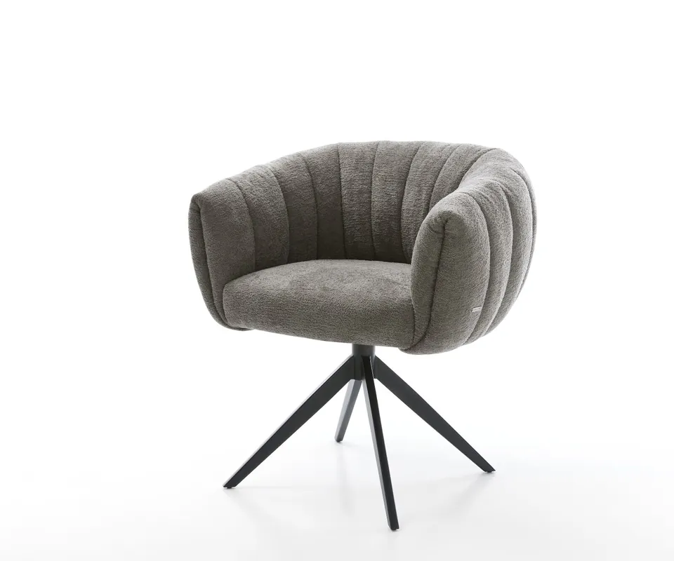 Heißes Angebot Drehstuhl Jada-Flex Bouclé Soft Schlamm Kreuzgestell breit Schwarz 360° drehbar Wippfunktion Taschenfederkern