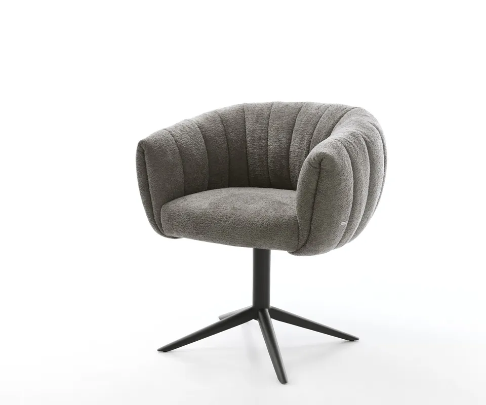 Drehstuhl Jada-Flex Bouclé Soft Schlamm Fußkreuz Schwarz 360° drehbar Wippfunktion Taschenfederkern Nur Für Kurze Zeit