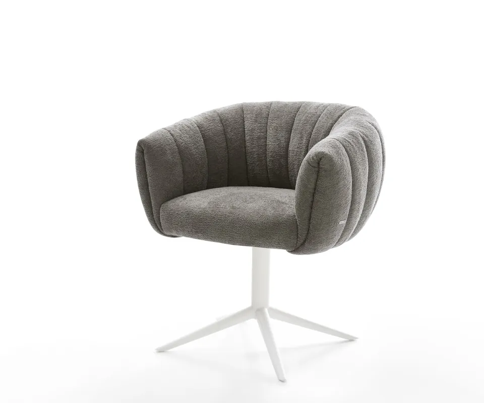 Sichere Zahlung Drehstuhl Jada-Flex Bouclé Soft Schlamm Fußkreuz Weiß 360° drehbar Wippfunktion Taschenfederkern