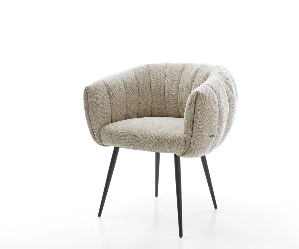 Esszimmerstuhl Jada-Flex Webstoff Soft Beige 4-Fuß konisch Schwarz Taschenfederkern Sonderaktion