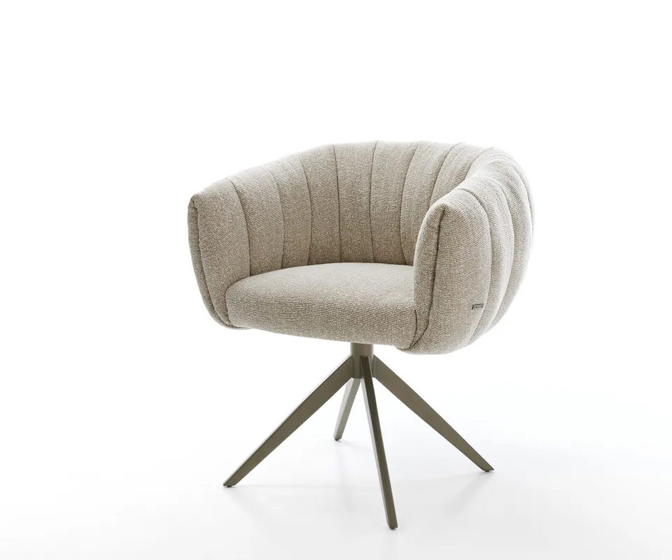 Schneller Versand Drehstuhl Jada-Flex Webstoff Soft Beige Kreuzgestell breit Effektfinish Titan 360° drehbar Wippfunktion Taschenfederkern