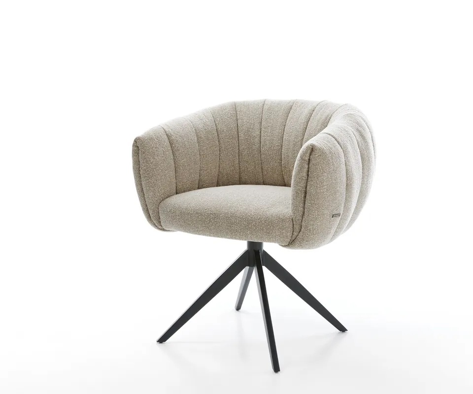Angebot Drehstuhl Jada-Flex Webstoff Soft Beige Kreuzgestell breit Schwarz 360° drehbar Wippfunktion Taschenfederkern