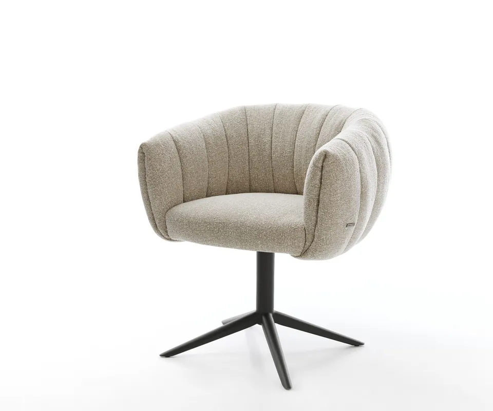 Drehstuhl Jada-Flex Webstoff Soft Beige Fußkreuz Schwarz 360° drehbar Wippfunktion Taschenfederkern Begrenztes Angebot