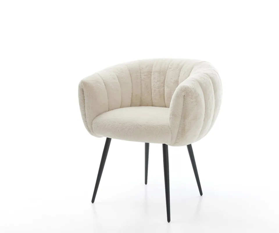 Esszimmerstuhl Jada-Flex Plüsch Creme-Weiß 4-Fuß konisch Schwarz Taschenfederkern Markenprodukt
