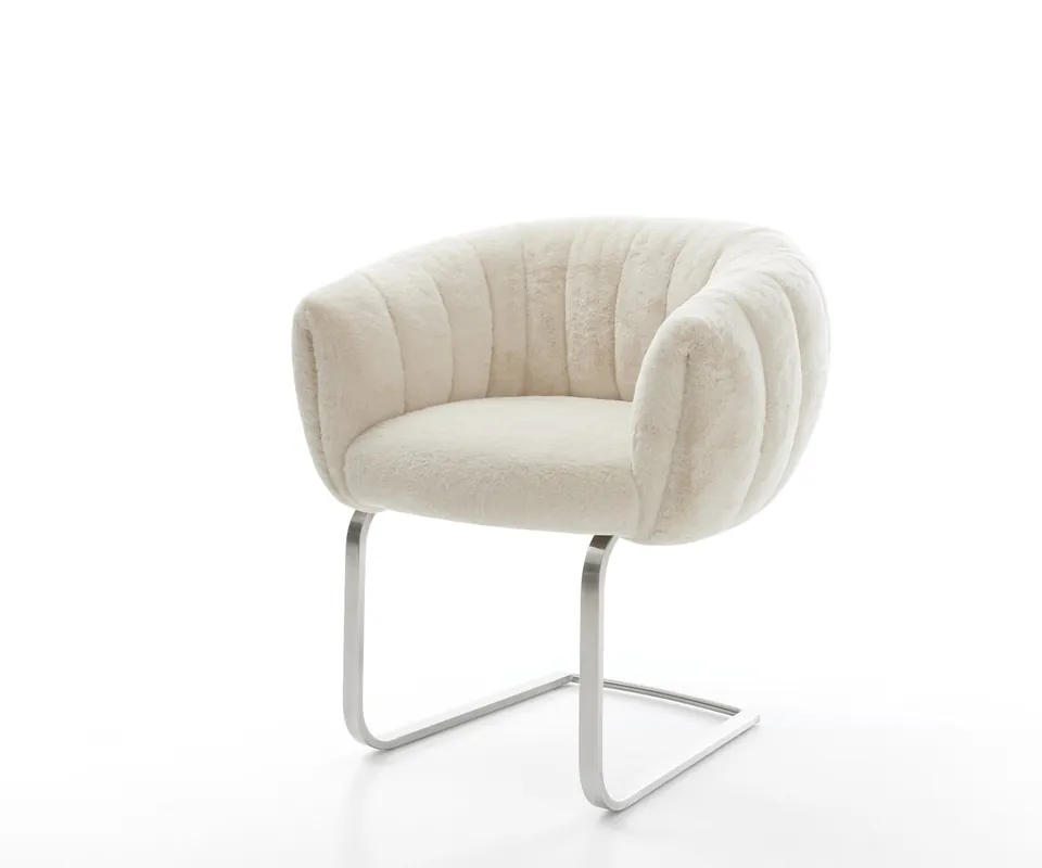 Freischwinger Jada-Flex Plüsch Creme-Weiß Freischwinger flach Edelstahl Taschenfederkern Top-Seller