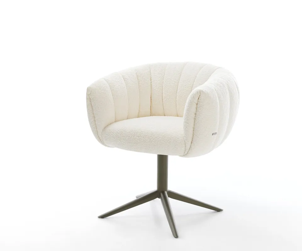 Drehstuhl Jada-Flex Bouclé Weiß Fußkreuz Effektfinish Titan 360° drehbar Wippfunktion Taschenfederkern Nur Für Kurze Zeit
