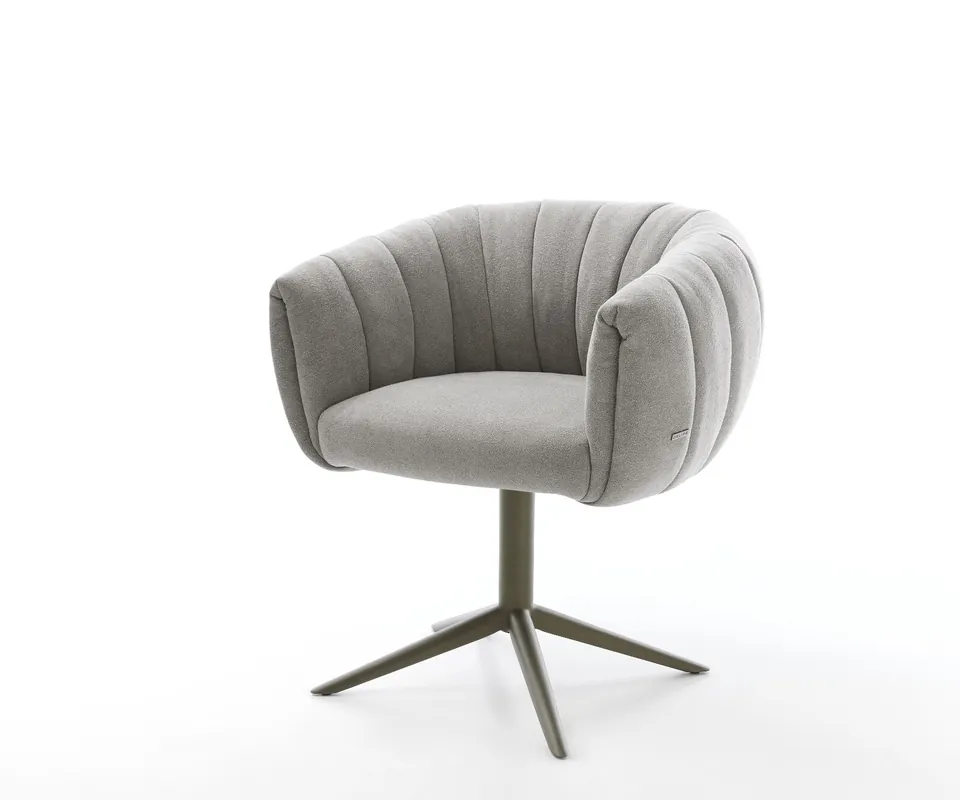 Direktkauf Drehstuhl Jada-Flex Strukturstoff Soft Grau Fußkreuz Effektfinish Titan 360° drehbar Wippfunktion Taschenfederkern
