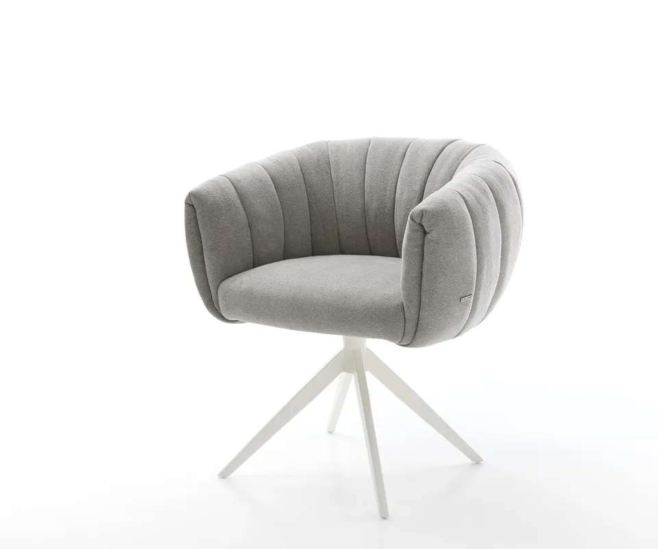 Drehstuhl Jada-Flex Strukturstoff Soft Grau Kreuzgestell breit Weiß 360° drehbar Wippfunktion Taschenfederkern Wochenendangebot