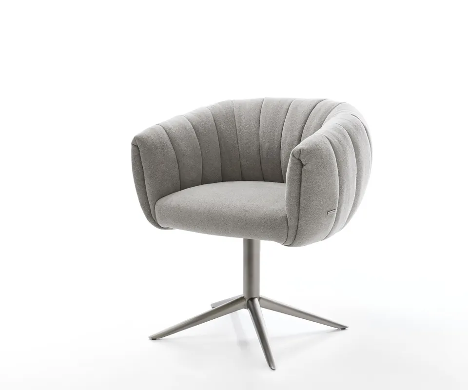Drehstuhl Jada-Flex Strukturstoff Soft Grau Fußkreuz Graphit 360° drehbar Wippfunktion Taschenfederkern Highlight