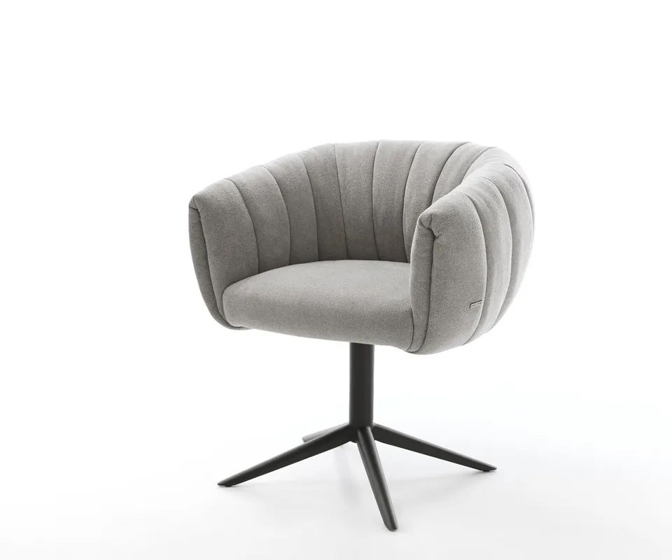 Günstig Drehstuhl Jada-Flex Strukturstoff Soft Grau Fußkreuz Schwarz 360° drehbar Wippfunktion Taschenfederkern