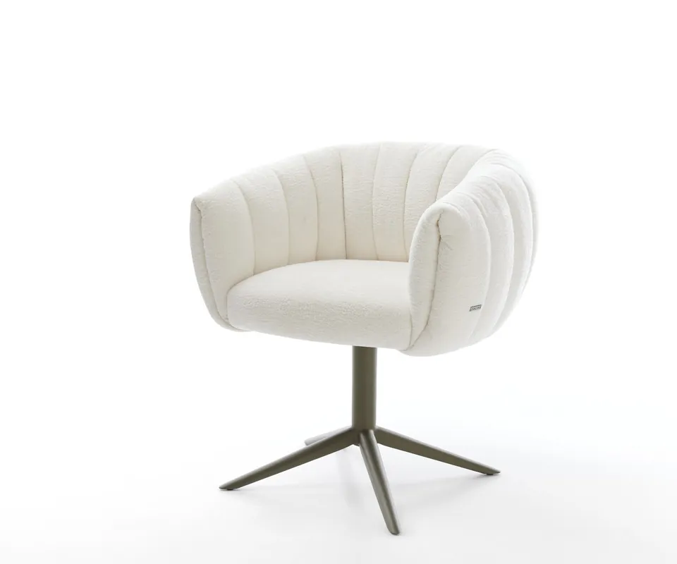 Drehstuhl Jada-Flex Bouclé Soft Beige Fußkreuz Effektfinish Titan 360° drehbar Wippfunktion Taschenfederkern Billig