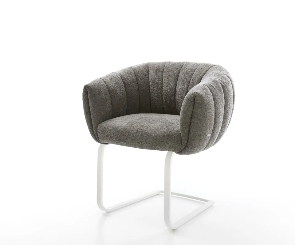 Echt Freischwinger Jada-Flex Bouclé Soft Schlamm Freischwinger flach Weiß Taschenfederkern