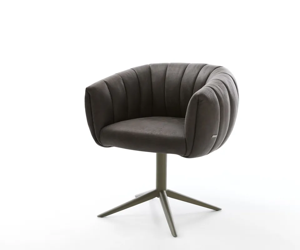 Neuheit Drehstuhl Jada-Flex Mikrofaser Anthrazit Vintage Fußkreuz Effektfinish Titan 360° drehbar Wippfunktion Taschenfederkern