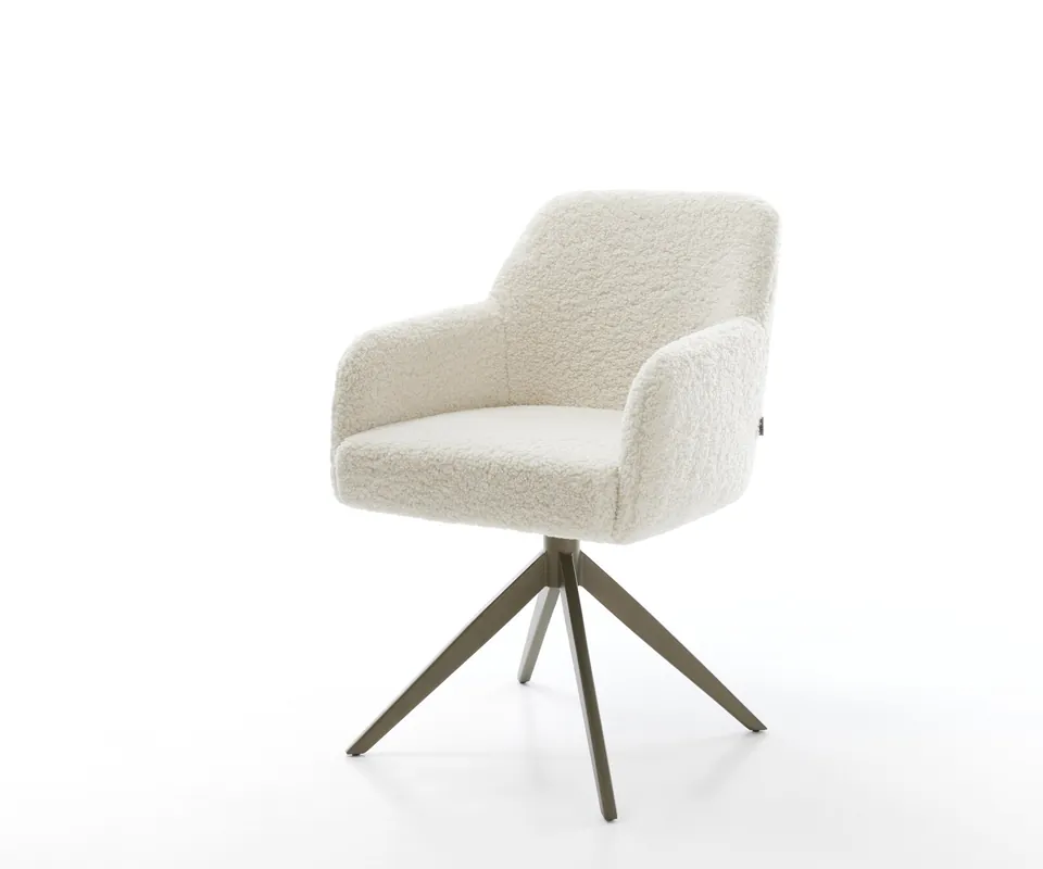 Drehstuhl Greg-Flex Teddystoff Beige Kreuzgestell breit Effektfinish Titan 360° drehbar Wippfunktion Taschenfederkern Jetzt Bestellen