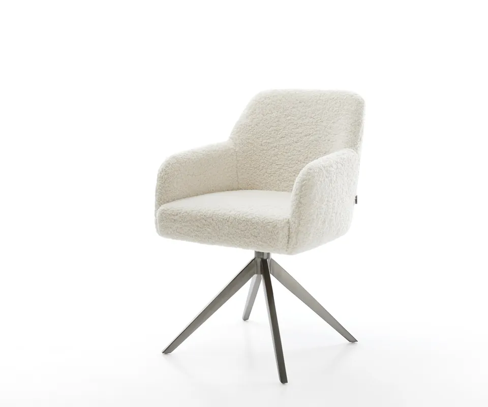 Preisreduziert Drehstuhl Greg-Flex Teddystoff Beige Kreuzgestell breit Graphit 360° drehbar Wippfunktion Taschenfederkern
