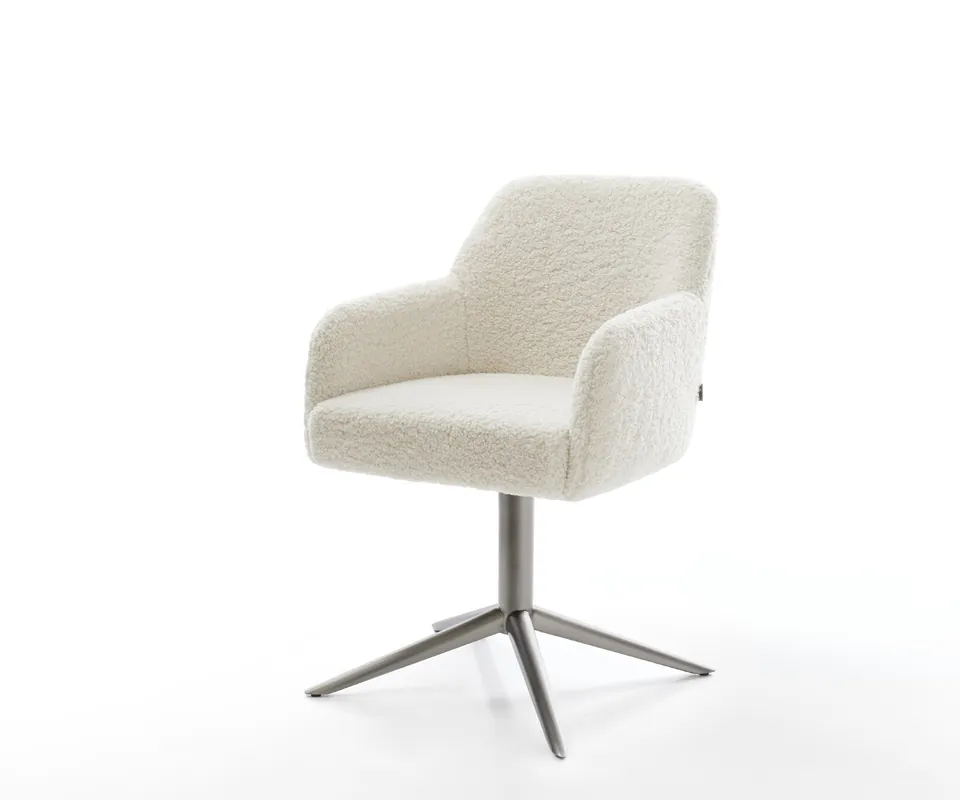 Neu Im Sortiment Drehstuhl Greg-Flex Teddystoff Beige Fußkreuz Graphit 360° drehbar Wippfunktion Taschenfederkern