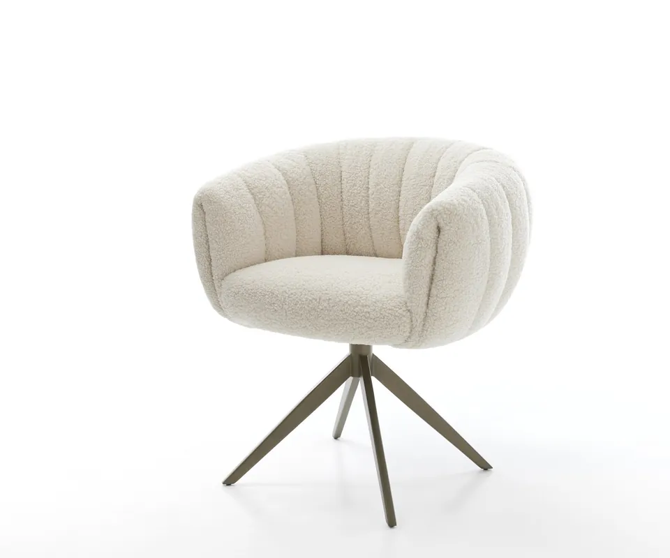 Jetzt Bestellen Drehstuhl Jada-Flex Teddystoff Beige Kreuzgestell breit Effektfinish Titan 360° drehbar Wippfunktion Taschenfederkern