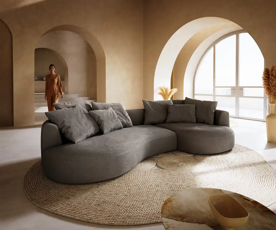 Big-Sofa Edina 330x170 cm Bouclé Soft Schlamm Letzte Chance
